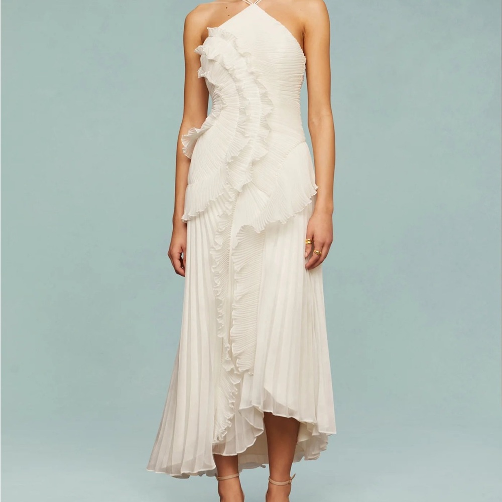 Elegant White Ruffled Dress